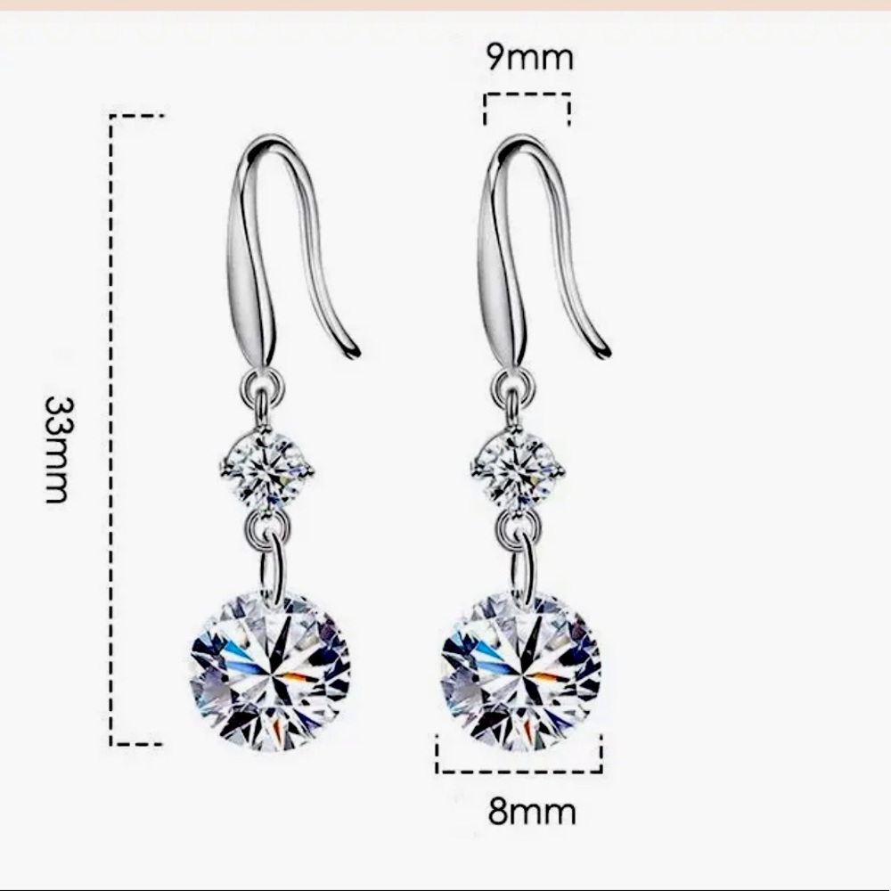 🌟 Sterling Silver 925 CZ Drop Earrings - Picture 3 of 4